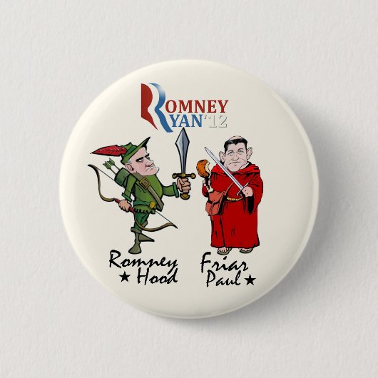 Romney Hood & Friar Paul (Ryan) Ronde Button 5,7 Cm (Voorkant)