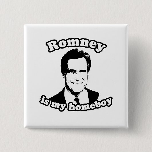 ROMNEY IS MIJN HOMEBOY VIERKANTE BUTTON 5,1 CM (Voorkant)