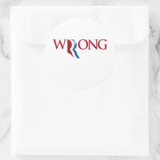 Romney is verkeerd ronde sticker (Tas)