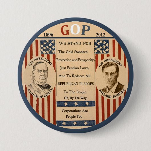 Romney & McKinley Ronde Button 7,6 Cm (Voorkant)