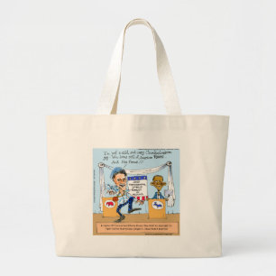 Romney probeert het met eenprakkers op Obama Funny Grote Tote Bag