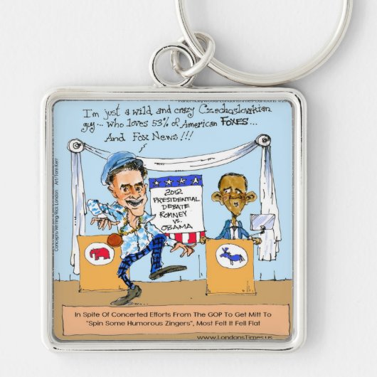 Romney probeert het met eenprakkers op Obama Funny Sleutelhanger (Voorkant)