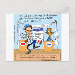 Romney probeert het met eenzijders op Obama Funny  Briefkaart