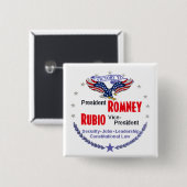 Romney Rubio Vierkante Button 5,1 Cm (Voorkant /achterkant)