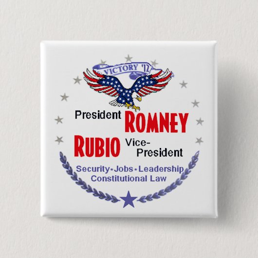 Romney Rubio Vierkante Button 5,1 Cm (Voorkant)