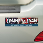 Romney / Ryan 2012 - Doe het deze keer goed Bumpersticker (Op auto)