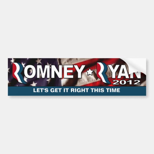 Romney / Ryan 2012 - Doe het deze keer goed Bumpersticker (Voorkant)