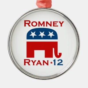 ROMNEY RYAN 2012 GOP METALEN ORNAMENT