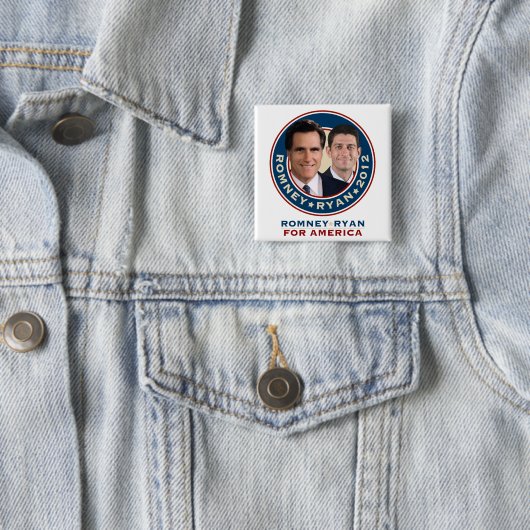 Romney-Ryan 2012 Square Campaign Button (In situ)