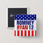 Romney Ryan 2012 Vierkante Button 5,1 Cm (Voorkant /achterkant)