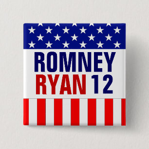 Romney Ryan 2012 Vierkante Button 5,1 Cm
