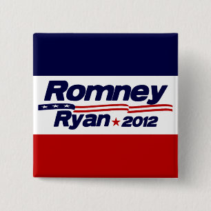 Romney Ryan 2012 Vierkante Button 5,1 Cm