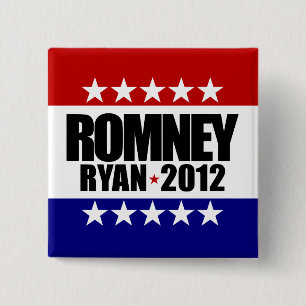 Romney Ryan 2012 Vierkante Button 5,1 Cm