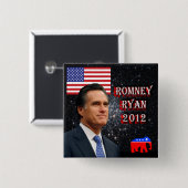 Romney-Ryan 2012 Vierkante Button 5,1 Cm (Voorkant /achterkant)
