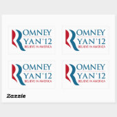 Romney / Ryan 2012 voor het Amerikaanse President  Rechthoekige Sticker (Vel)