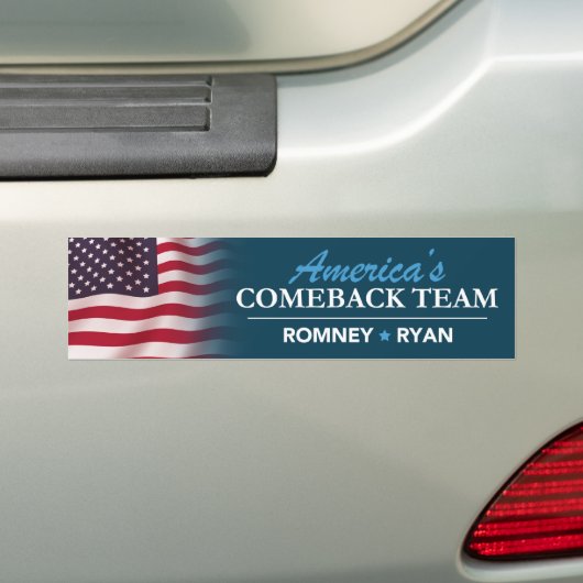 Romney Ryan America's Comeback Team Flag Bumper Bumpersticker (Op auto)