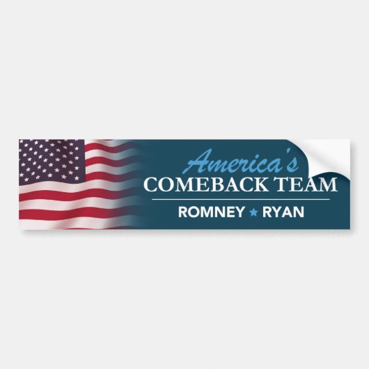 Romney Ryan America's Comeback Team Flag Bumper Bumpersticker (Voorkant)