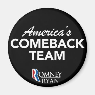 Romney Ryan America's Comeback Team Round (zwart) Magneet