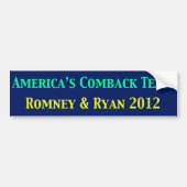 Romney & Ryan Americas Kom terug Team Bumpersticker (Voorkant)