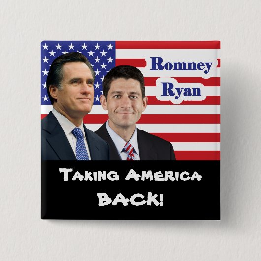 Romney Ryan - Amerika terug halen! Vierkante Button 5,1 Cm (Voorkant)