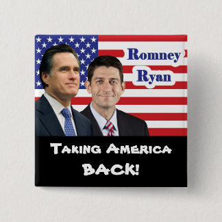 Romney Ryan - Amerika terug halen! Vierkante Button 5,1 Cm