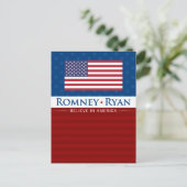 Romney & Ryan Believe in Amerika Briefkaart (Staand voorkant)