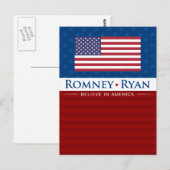 Romney & Ryan Believe in Amerika Briefkaart (Voorkant / Achterkant)