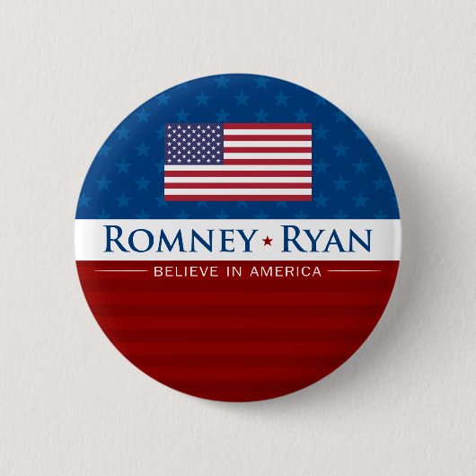 Romney & Ryan Believe in Amerika Ronde Button 5,7 Cm (Voorkant)