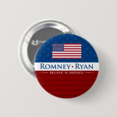 Romney & Ryan Believe in Amerika Ronde Button 5,7 Cm (Voorkant /achterkant)