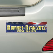 Romney - Ryan - Geloof in Amerika Bumpersticker (Op auto)