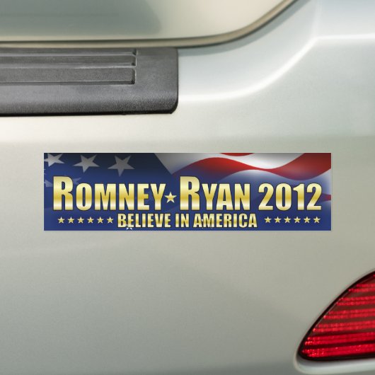 Romney - Ryan - Geloof in Amerika Bumpersticker (Op auto)