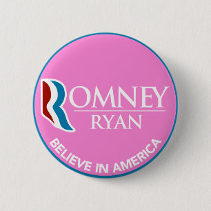 Romney Ryan gelooft in Amerika rond roze Ronde Button 5,7 Cm