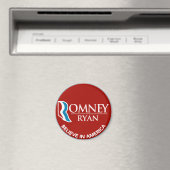 Romney Ryan gelooft in Amerika Ronde Rood Magneet (Insitu (Vaatwasser))