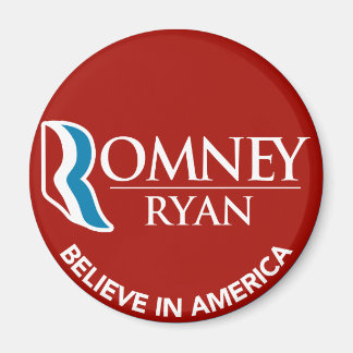 Romney Ryan gelooft in Amerika Ronde Rood Magneet