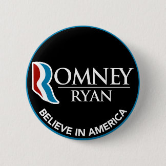 Romney Ryan gelooft in Amerika Round Black Ronde Button 5,7 Cm
