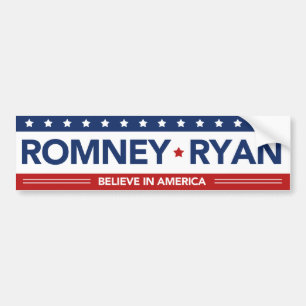 Romney Ryan gelooft in de Amerikaanse vlag Bumpers Bumpersticker