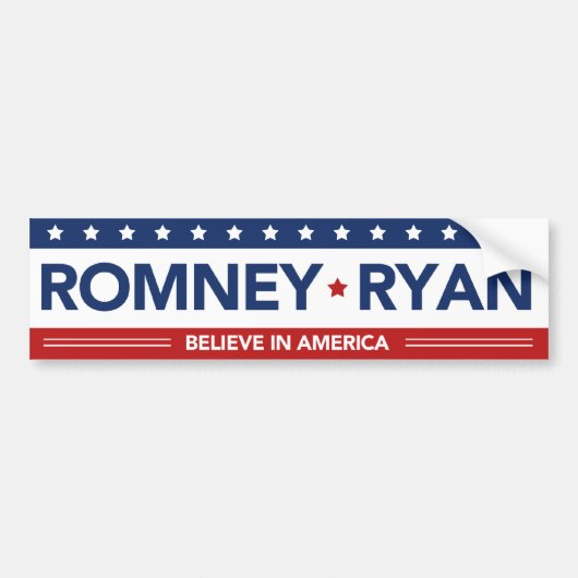 Romney Ryan gelooft in de Amerikaanse vlag Bumpers Bumpersticker (Voorkant)