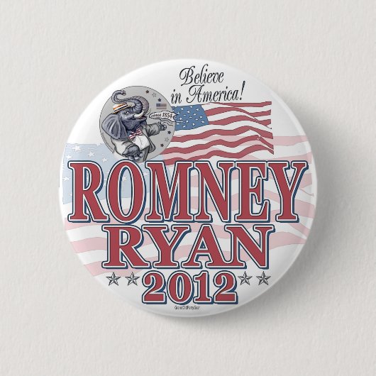 Romney Ryan GOP Ticket Ronde Button 5,7 Cm (Voorkant)