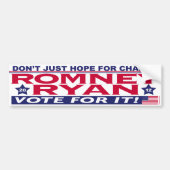Romney Ryan Hope Change Bumpersticker (Voorkant)