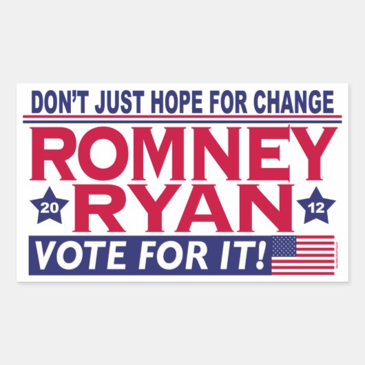 Romney Ryan Hope Change Rechthoekige Sticker (Voorkant)