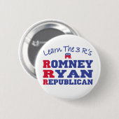 Romney Ryan Leer de 3 R's Ronde Button 5,7 Cm (Voorkant /achterkant)