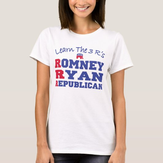 Romney Ryan Leer de 3 R's T-shirt (Voorkant)
