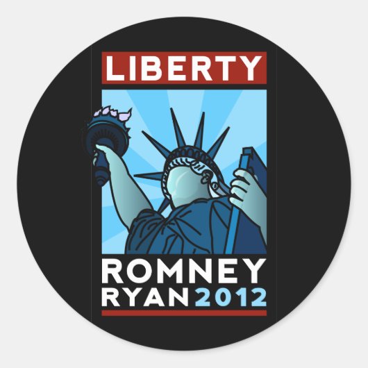 Romney Ryan Liberty Ronde Sticker (Voorkant)