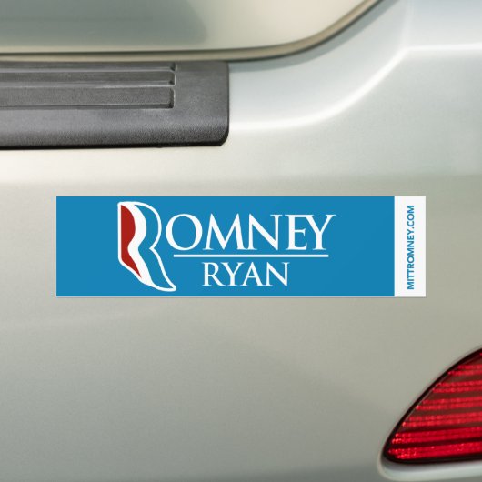 Romney Ryan Logo Bumpersticker Light Blue (Op auto)