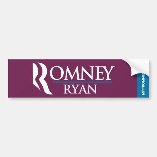 Romney Ryan Logo Bumpersticker Paars (Voorkant)
