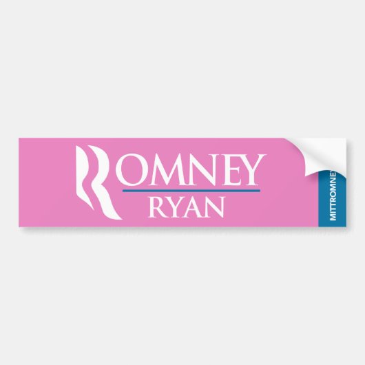 Romney Ryan Logo Bumpersticker Pink (Voorkant)