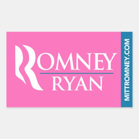 Romney Ryan Logo Sticker Rechthoek Roze (Voorkant)