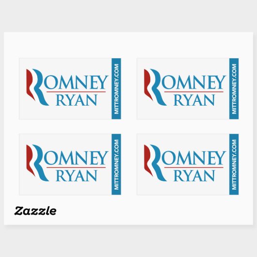 Romney Ryan Logo Sticker Rechthoek Wit (Vel)