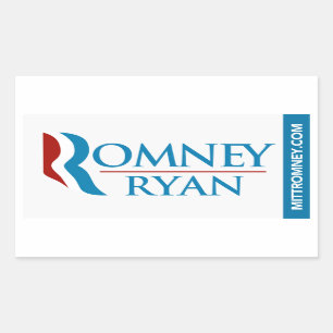 Romney Ryan Logo Sticker Rechthoek Wit