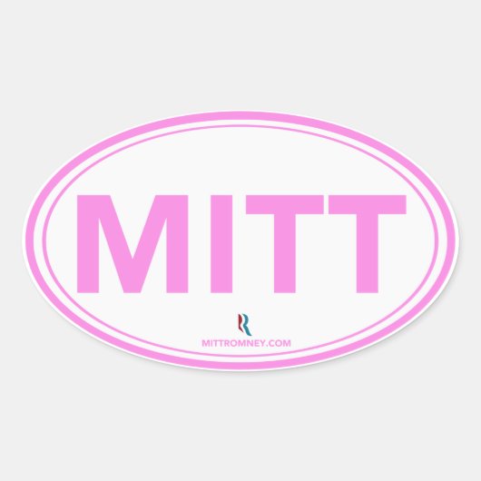 Romney Ryan Mitt Ovale Sticker (Wit / Roze) (Voorkant)